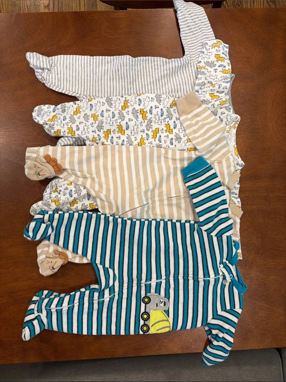 4️⃣-Pack Footie Bundle - Blue, Gray, Tan, White